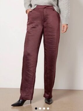 NWOT Good American Malbec Satin Silk Pants 6/28